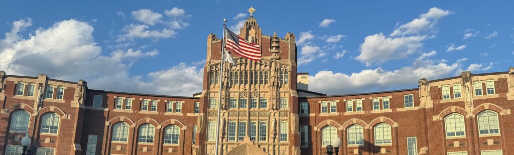 Harkins hall, main administrative building on campus